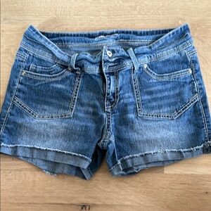 Lei Blue Jean Shorts with Distressed Hem